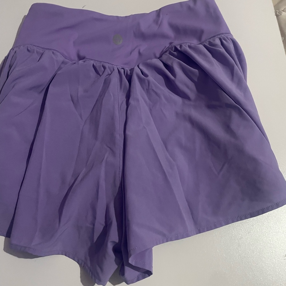 Flowy Purple Skorts with Ruffled Waistband